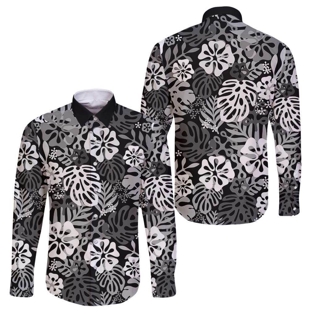Black Aloha Hawaiian Family Matching Mermaid Dress and Hawaiian Shirt Monstera Hibiscus Tropical Pattern