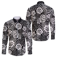 Black Aloha Hawaiian Family Matching Off Shoulder Maxi Dress and Hawaiian Shirt Monstera Hibiscus Tropical Pattern