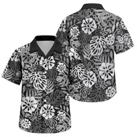 Black Aloha Hawaiian Family Matching Short Sleeve Bodycon Dress and Hawaiian Shirt Monstera Hibiscus Tropical Pattern