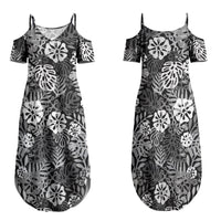 Black Aloha Hawaiian Family Matching Summer Maxi Dress and Hawaiian Shirt Monstera Hibiscus Tropical Pattern