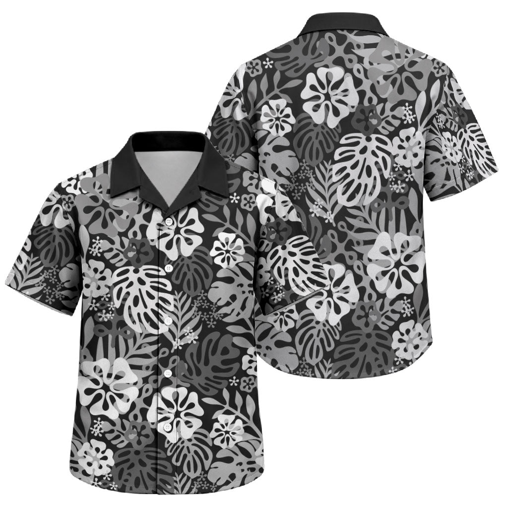 Black Aloha Hawaiian Family Matching Summer Maxi Dress and Hawaiian Shirt Monstera Hibiscus Tropical Pattern