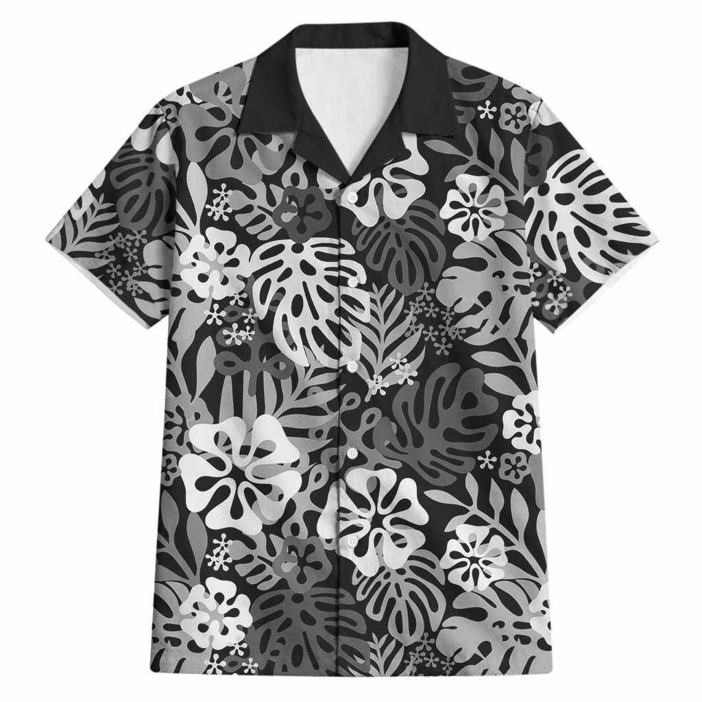Black Aloha Hawaiian Hawaiian Shirt Monstera Hibiscus Tropical Pattern