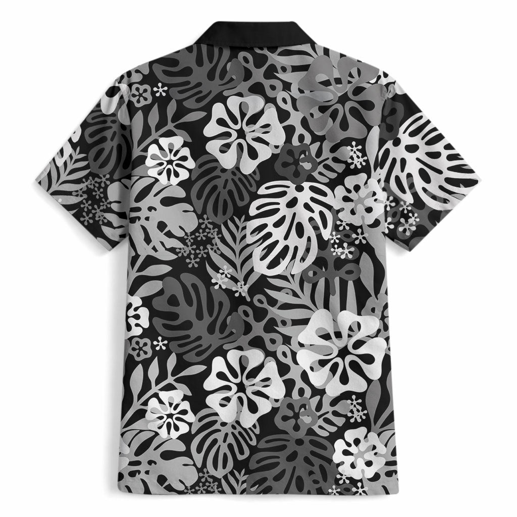 Black Aloha Hawaiian Hawaiian Shirt Monstera Hibiscus Tropical Pattern