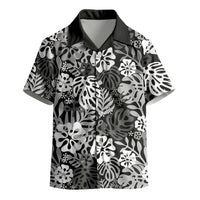 Black Aloha Hawaiian Kid Hawaiian Shirt Monstera Hibiscus Tropical Pattern