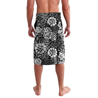 Black Aloha Hawaiian Lavalava Monstera Hibiscus Tropical Pattern