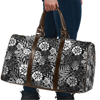 Black Aloha Hawaiian Travel Bag Monstera Hibiscus Tropical Pattern