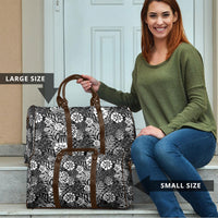 Black Aloha Hawaiian Travel Bag Monstera Hibiscus Tropical Pattern