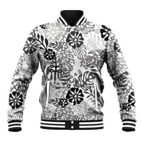 White Aloha Hawaiian Baseball Jacket Monstera Hibiscus Tropical Pattern