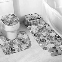 White Aloha Hawaiian Bathroom Set Monstera Hibiscus Tropical Pattern
