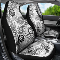 White Aloha Hawaiian Car Seat Cover Monstera Hibiscus Tropical Pattern
