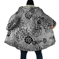 White Aloha Hawaiian Cloak Monstera Hibiscus Tropical Pattern