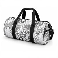 White Aloha Hawaiian Duffle Bag Monstera Hibiscus Tropical Pattern