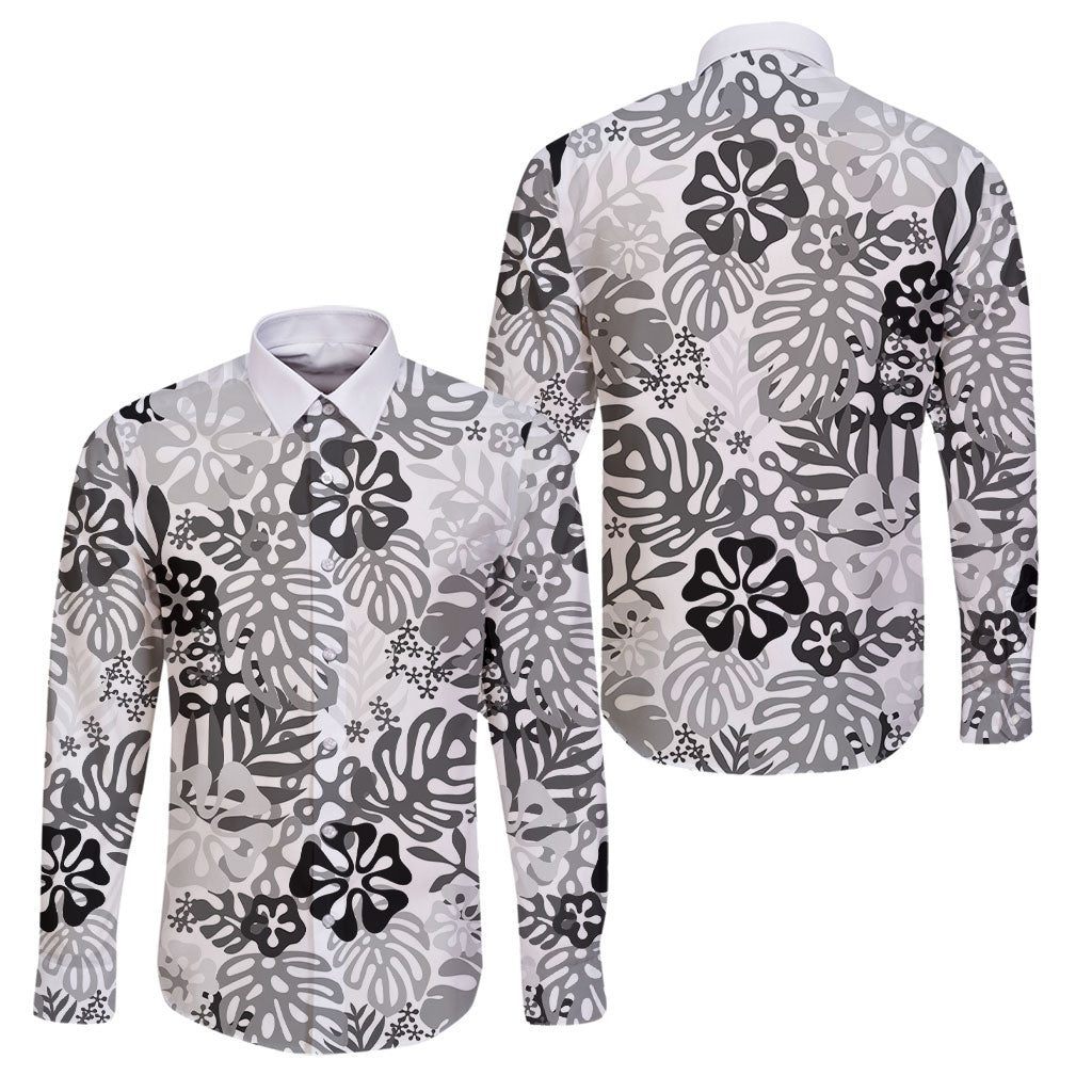 White Aloha Hawaiian Family Matching Off Shoulder Maxi Dress and Hawaiian Shirt Monstera Hibiscus Tropical Pattern