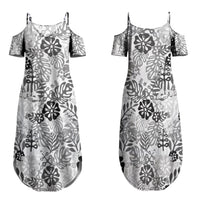 White Aloha Hawaiian Family Matching Summer Maxi Dress and Hawaiian Shirt Monstera Hibiscus Tropical Pattern