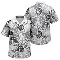 White Aloha Hawaiian Family Matching Summer Maxi Dress and Hawaiian Shirt Monstera Hibiscus Tropical Pattern