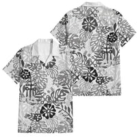 White Aloha Hawaiian Family Matching Tank Maxi Dress and Hawaiian Shirt Monstera Hibiscus Tropical Pattern
