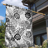 White Aloha Hawaiian Garden Flag Monstera Hibiscus Tropical Pattern