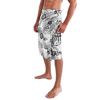 White Aloha Hawaiian Lavalava Monstera Hibiscus Tropical Pattern