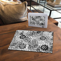 White Aloha Hawaiian Puzzle Monstera Hibiscus Tropical Pattern