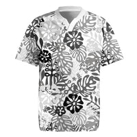 White Aloha Hawaiian Rugby Jersey Monstera Hibiscus Tropical Pattern