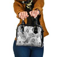 White Aloha Hawaiian Shoulder Handbag Monstera Hibiscus Tropical Pattern