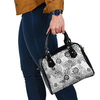 White Aloha Hawaiian Shoulder Handbag Monstera Hibiscus Tropical Pattern