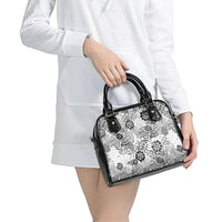 White Aloha Hawaiian Shoulder Handbag Monstera Hibiscus Tropical Pattern