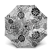 White Aloha Hawaiian Umbrella Monstera Hibiscus Tropical Pattern