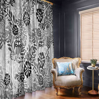 White Aloha Hawaiian Window Curtain Monstera Hibiscus Tropical Pattern