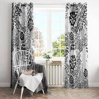 White Aloha Hawaiian Window Curtain Monstera Hibiscus Tropical Pattern