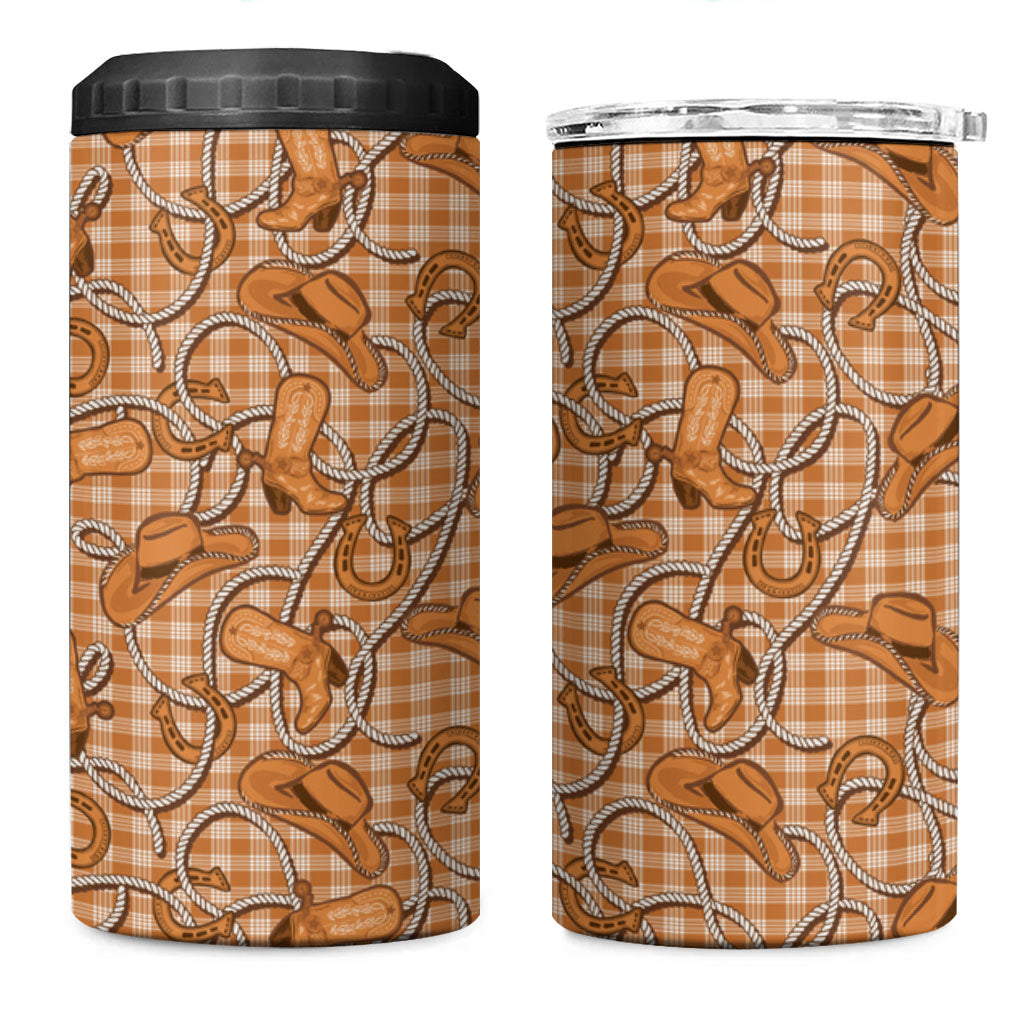 Brown Hawaii Palaka Cowboy 4 in 1 Can Cooler Tumbler Hawaiian Paniolo Festival Spirit