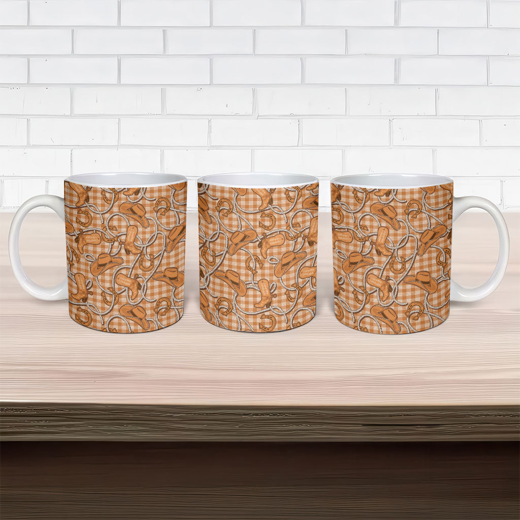 Brown Hawaii Palaka Cowboy Ceramic Mug Hawaiian Paniolo Festival Spirit LT19 - Polynesian Pride