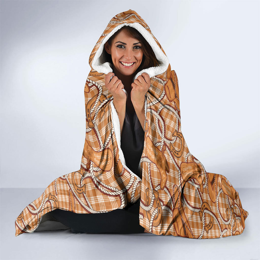 Brown Hawaii Palaka Cowboy Hooded Blanket Hawaiian Paniolo Festival Spirit LT19 - Polynesian Pride