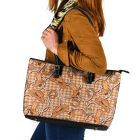 Brown Hawaii Palaka Cowboy Leather Tote Bag Hawaiian Paniolo Festival Spirit LT19 Brown - Polynesian Pride
