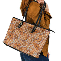 Brown Hawaii Palaka Cowboy Leather Tote Bag Hawaiian Paniolo Festival Spirit LT19 - Polynesian Pride