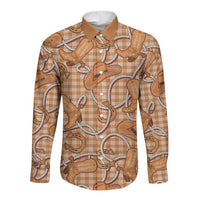 Brown Hawaii Palaka Cowboy Long Sleeve Button Shirt Hawaiian Paniolo Festival Spirit LT19 Unisex Brown - Polynesian Pride