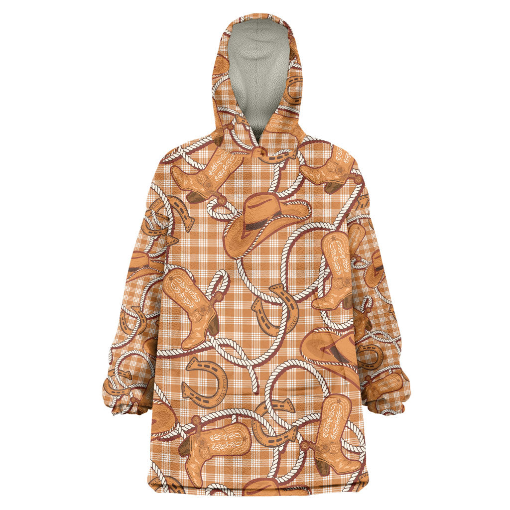Brown Hawaii Palaka Cowboy Wearable Blanket Hoodie Hawaiian Paniolo Festival Spirit