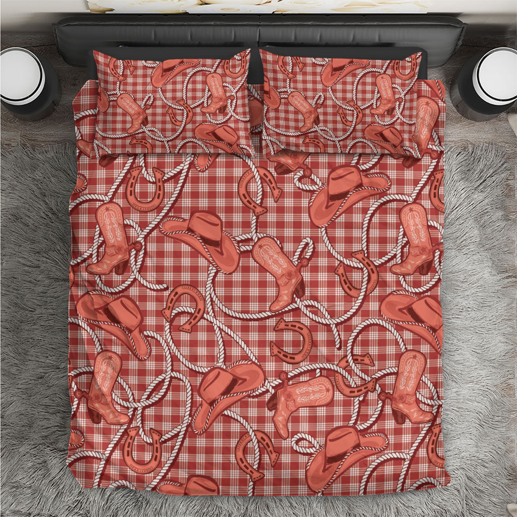 Red Hawaii Palaka Cowboy Bedding Set Hawaiian Paniolo Festival Spirit LT19 Red - Polynesian Pride