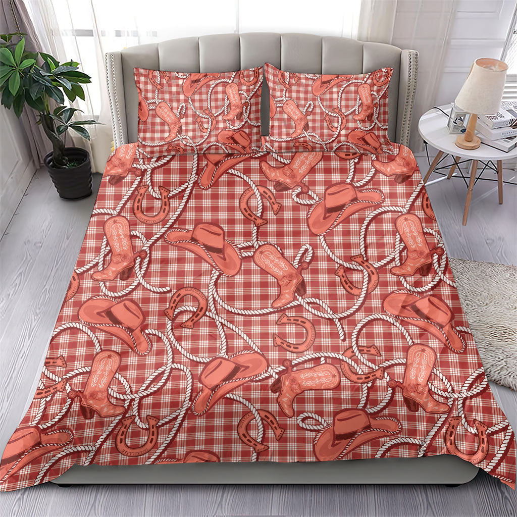 Red Hawaii Palaka Cowboy Bedding Set Hawaiian Paniolo Festival Spirit LT19 - Polynesian Pride