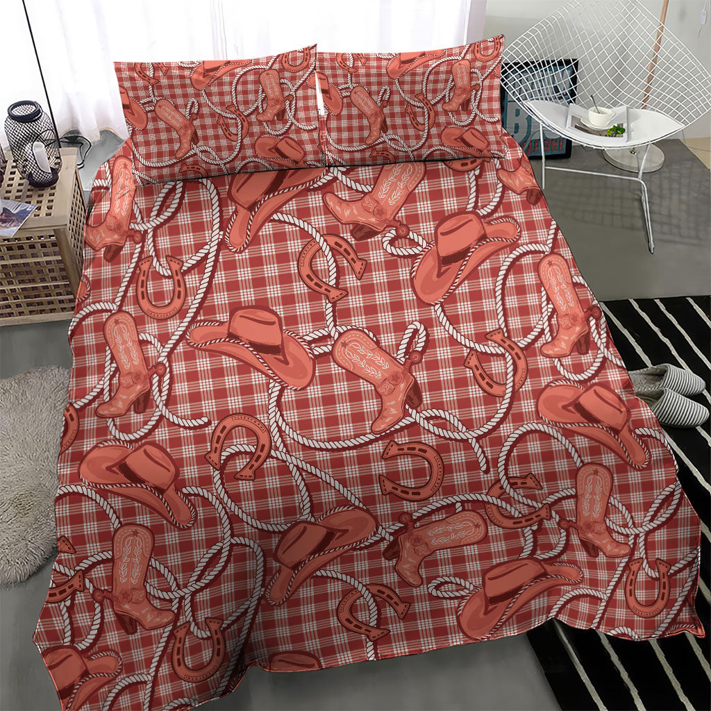 Red Hawaii Palaka Cowboy Bedding Set Hawaiian Paniolo Festival Spirit LT19 - Polynesian Pride