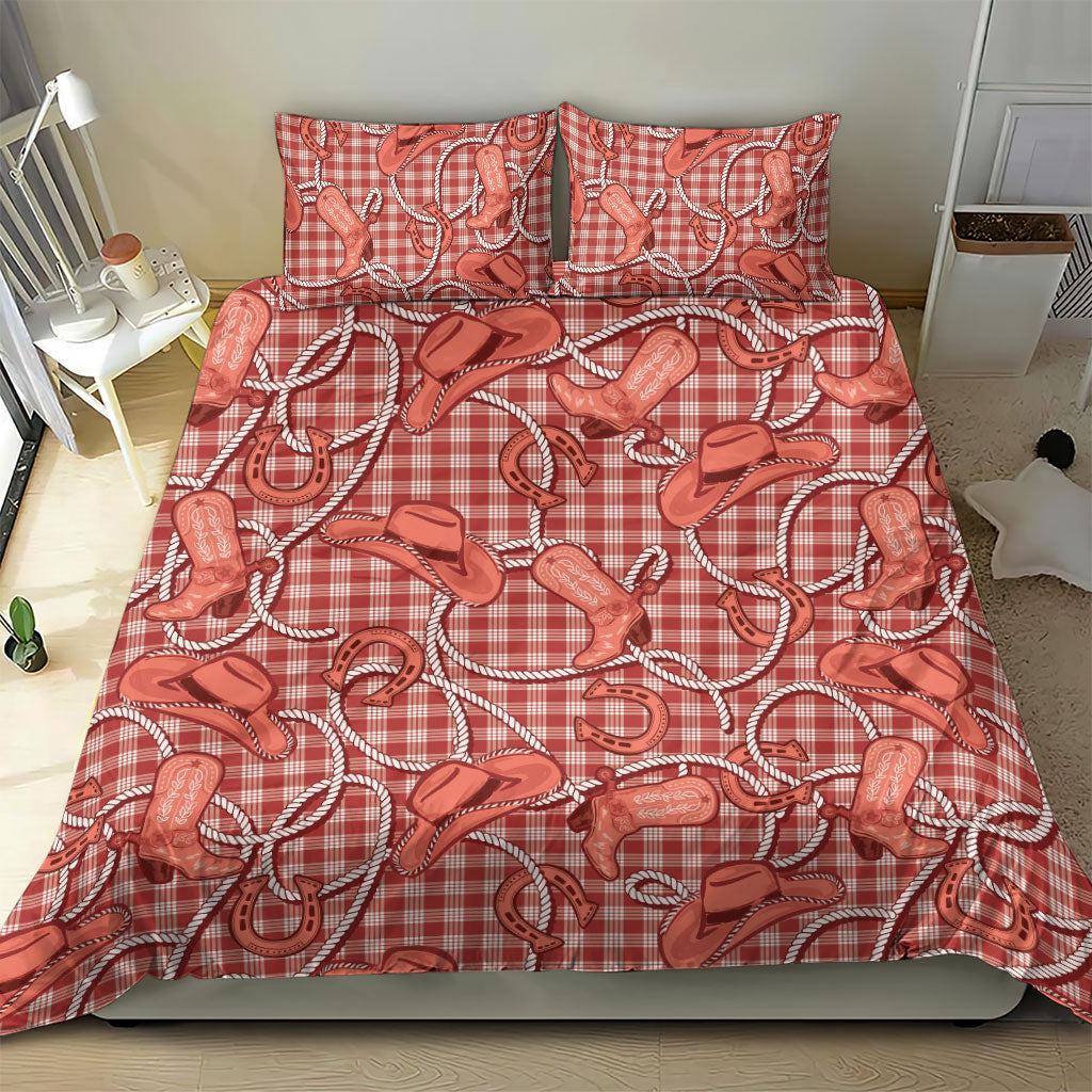 Red Hawaii Palaka Cowboy Bedding Set Hawaiian Paniolo Festival Spirit LT19 - Polynesian Pride