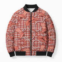 Red Hawaii Palaka Cowboy Bomber Puffer Jacket Hawaiian Paniolo Festival Spirit LT19 Unisex Red - Polynesian Pride