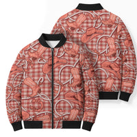 Red Hawaii Palaka Cowboy Bomber Puffer Jacket Hawaiian Paniolo Festival Spirit LT19 - Polynesian Pride