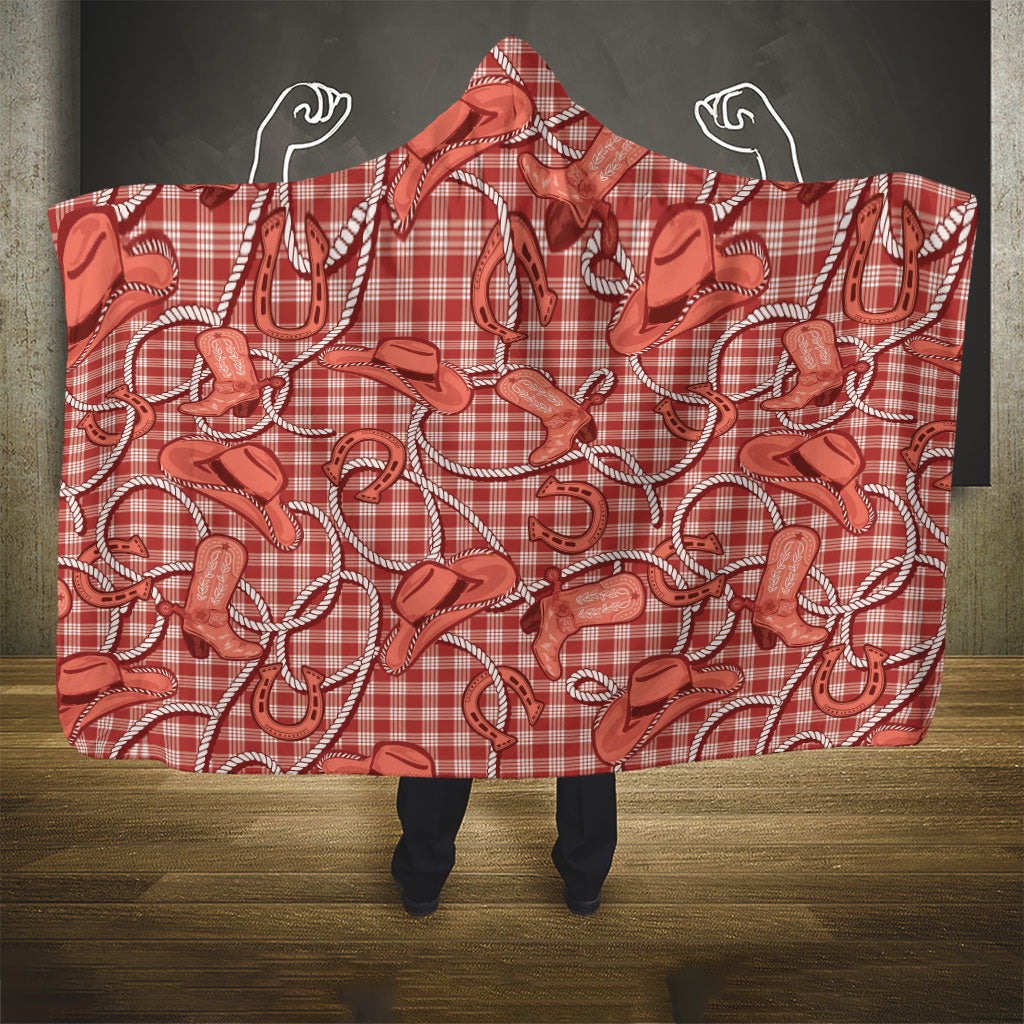 Red Hawaii Palaka Cowboy Hooded Blanket Hawaiian Paniolo Festival Spirit LT19 - Polynesian Pride
