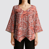 Red Hawaii Palaka Cowboy Kimono Sleeve Blouse Hawaiian Paniolo Festival Spirit LT19 - Polynesian Pride