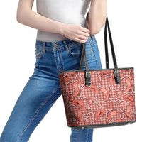 Red Hawaii Palaka Cowboy Leather Tote Bag Hawaiian Paniolo Festival Spirit LT19 - Polynesian Pride