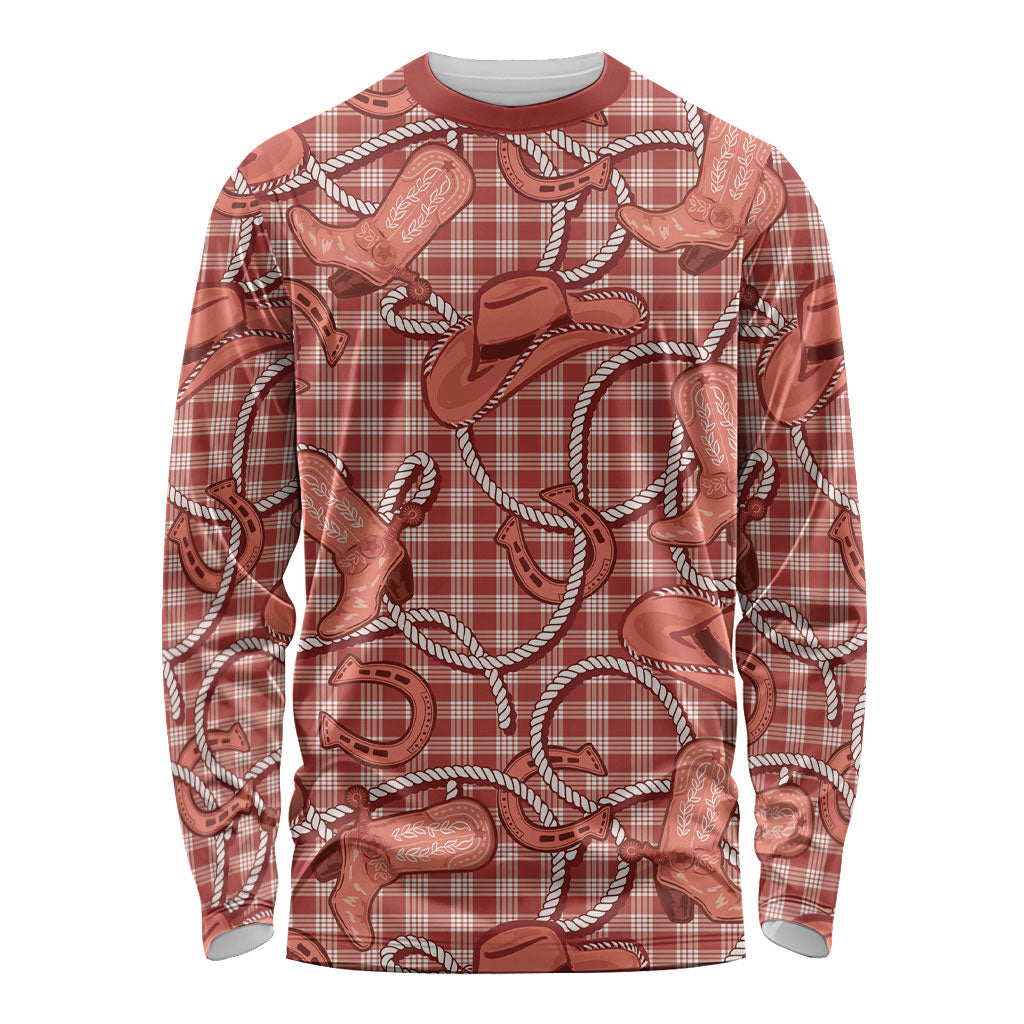 Red Hawaii Palaka Cowboy Long Sleeve Shirt Hawaiian Paniolo Festival Spirit