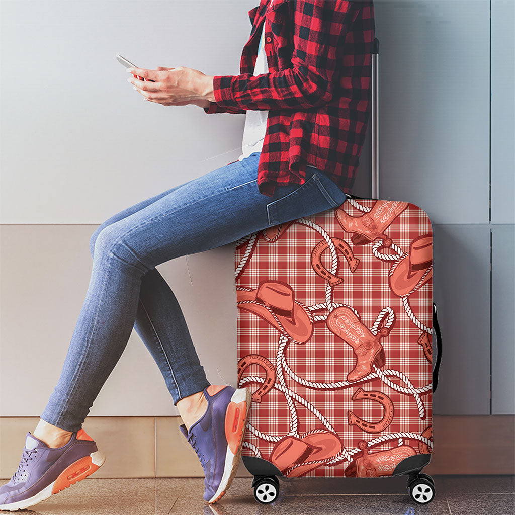 Red Hawaii Palaka Cowboy Luggage Cover Hawaiian Paniolo Festival Spirit LT19 - Polynesian Pride