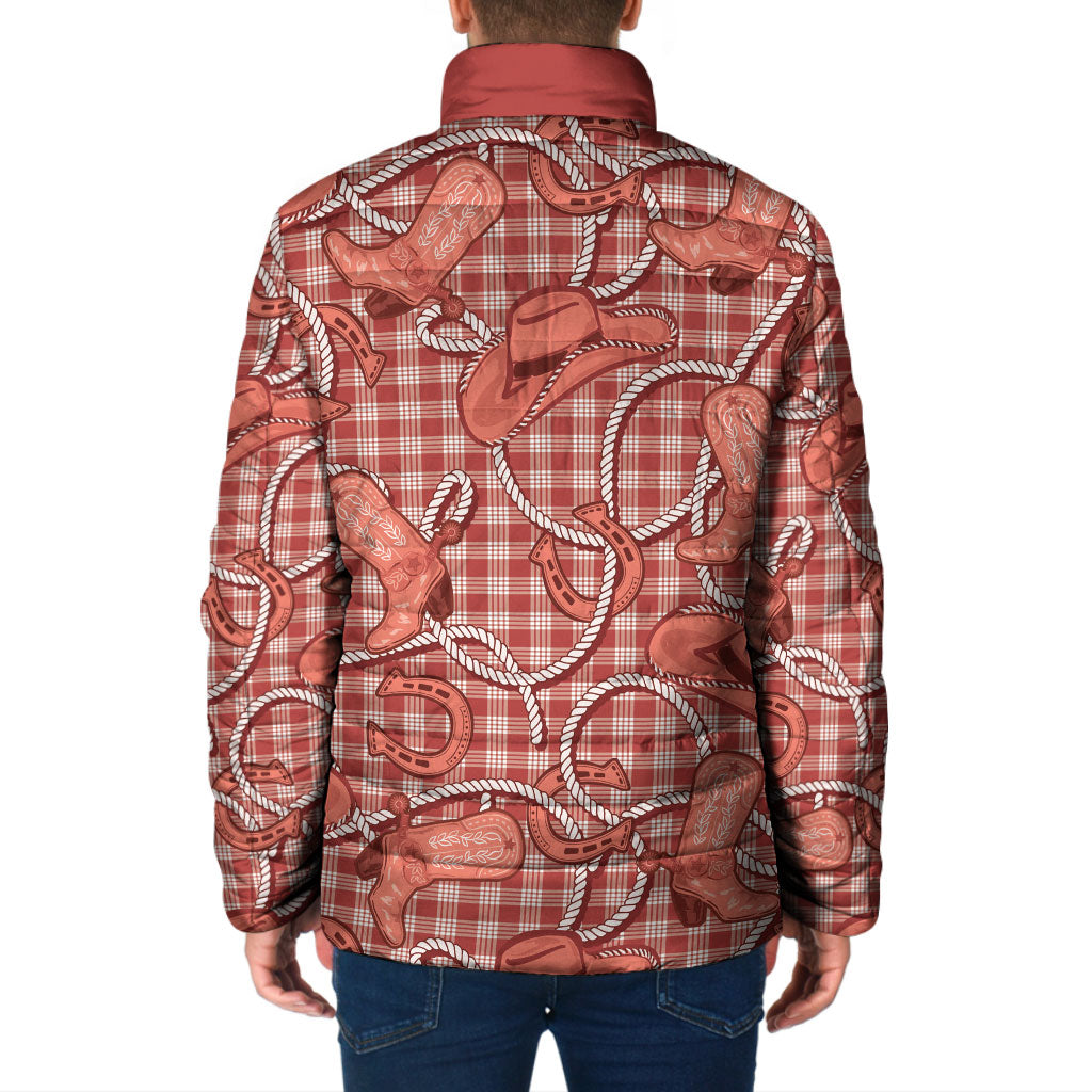 Red Hawaii Palaka Cowboy Padded Jacket Hawaiian Paniolo Festival Spirit LT19 - Polynesian Pride