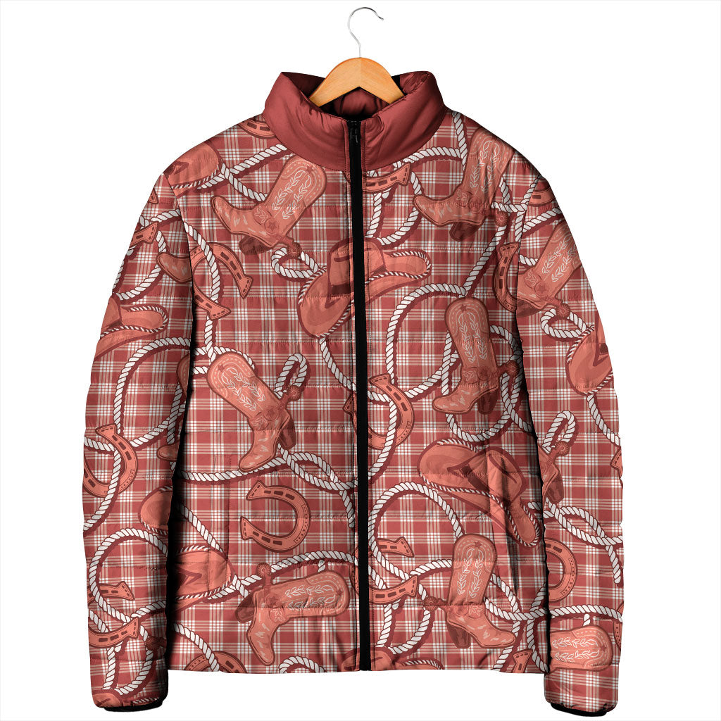 Red Hawaii Palaka Cowboy Padded Jacket Hawaiian Paniolo Festival Spirit LT19 - Polynesian Pride